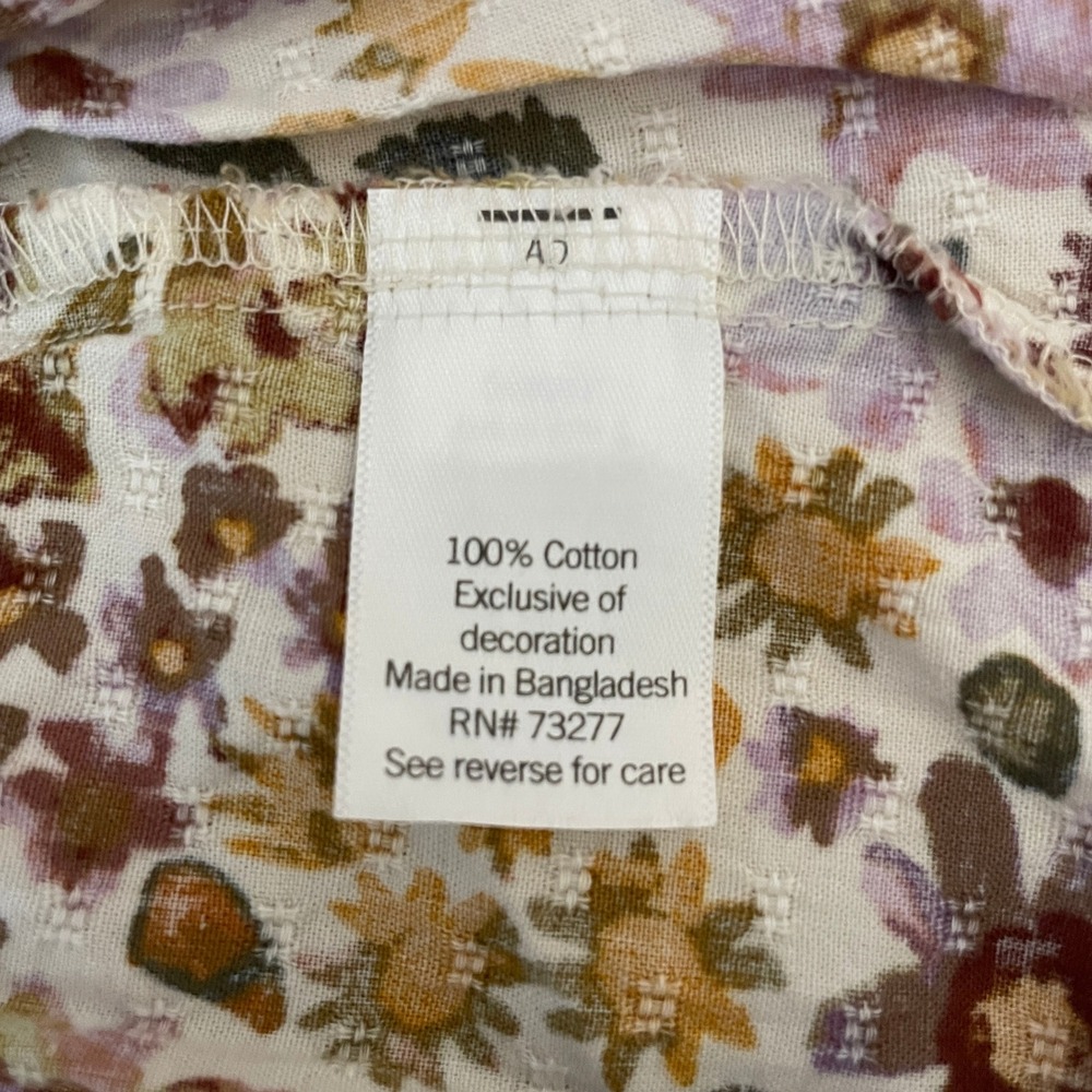 Sonoma Goods For Life Womens Floral Ruffle Smocked Peasant Blouse Purple Large - Picture 4 of 8